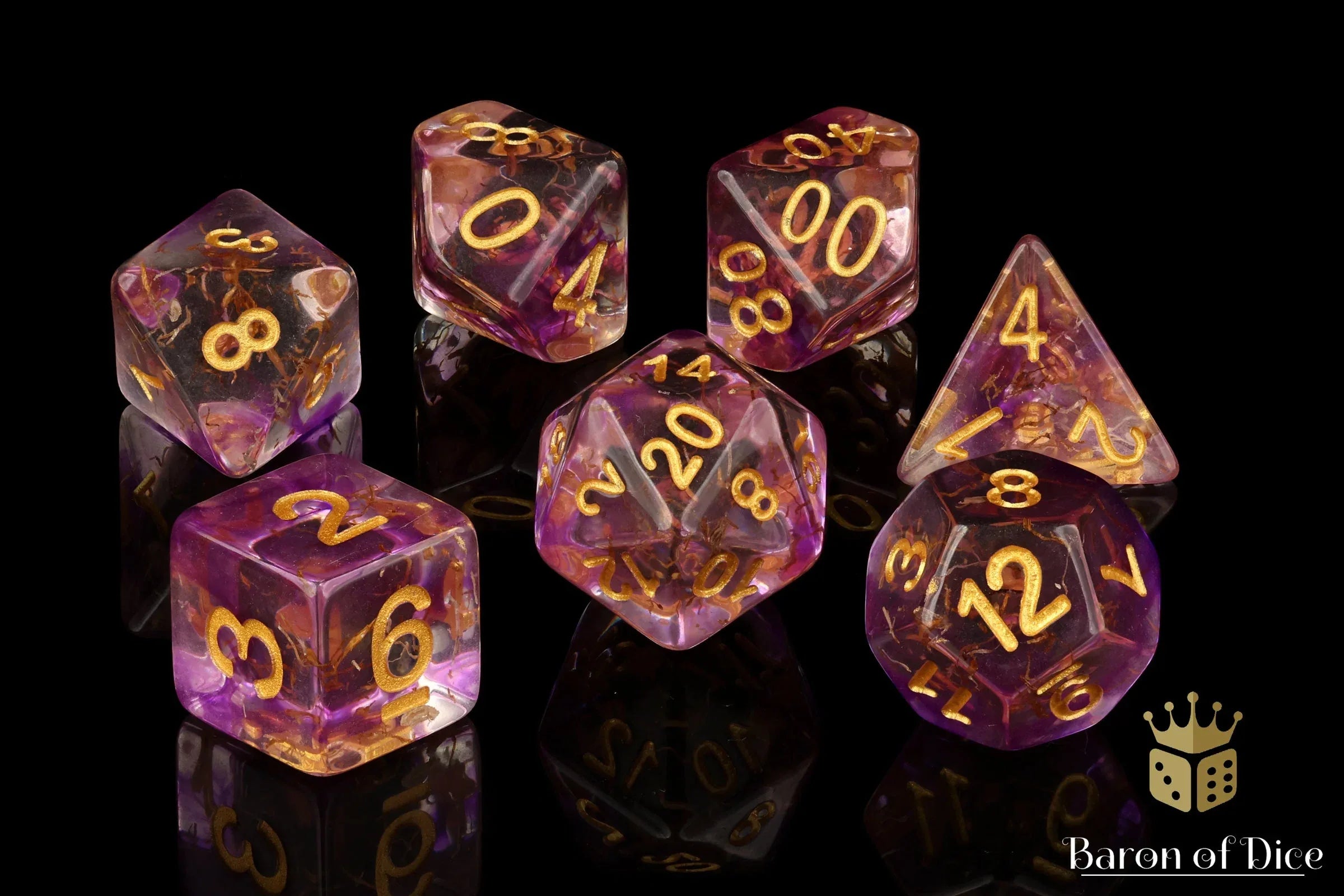 Aura Quartz RPG Dice - 7 Pieces - Out of Play