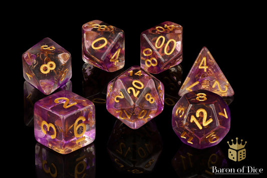 Aura Quartz RPG Dice - 7 Pieces - Out of Play