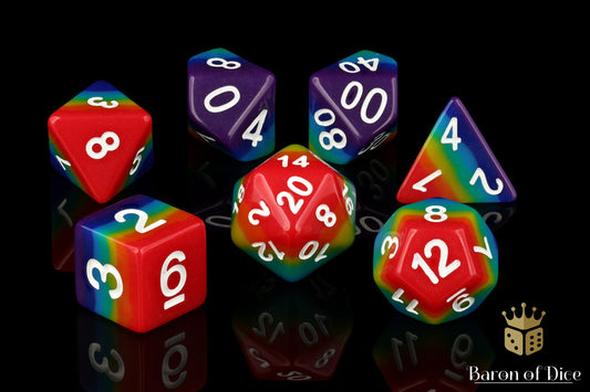 Rainbow RPG Dice Set - 7 Pieces - Out of Play