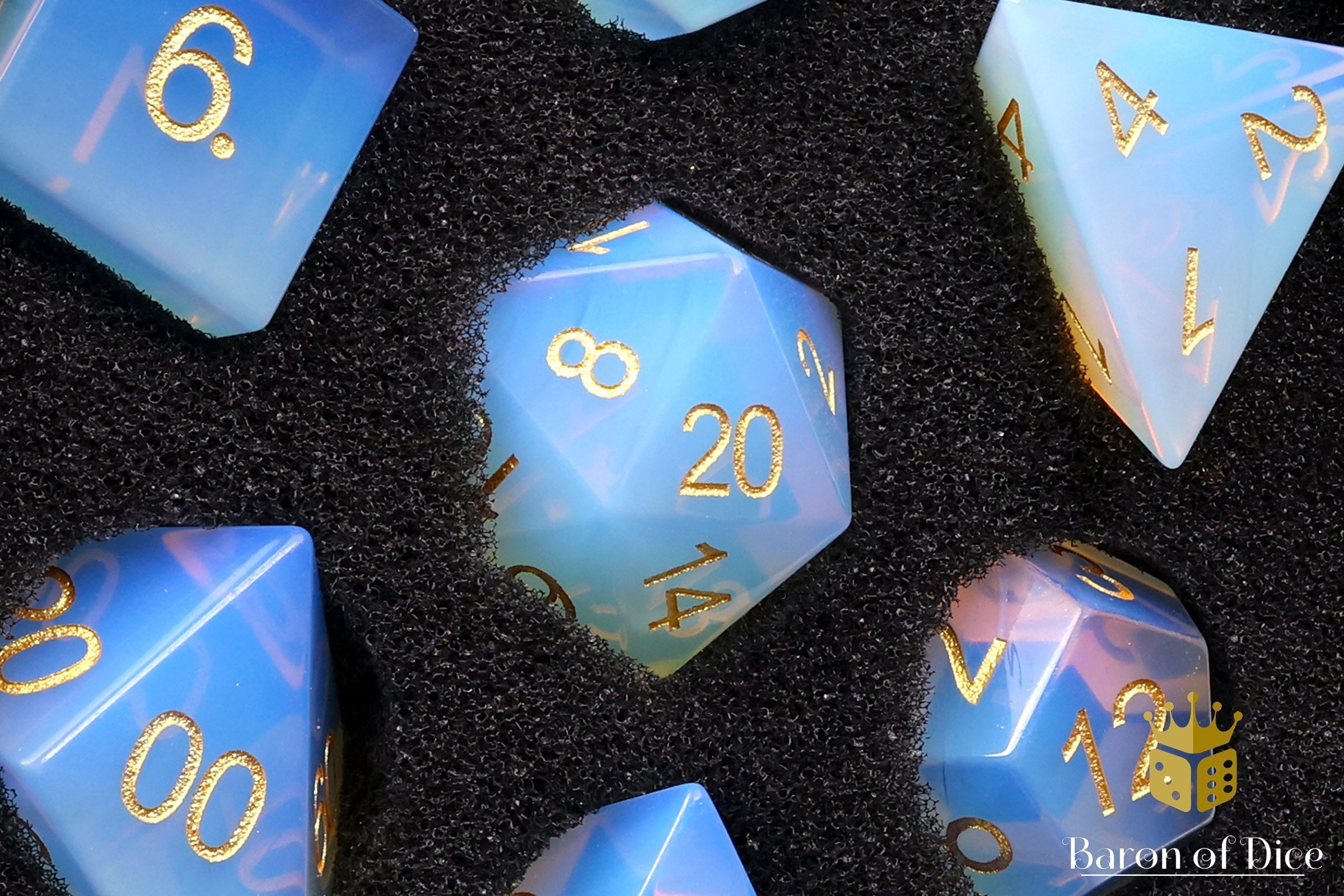 Natural Opal Gemstone RPG Dice Set - 7 Pieces - Out of Play