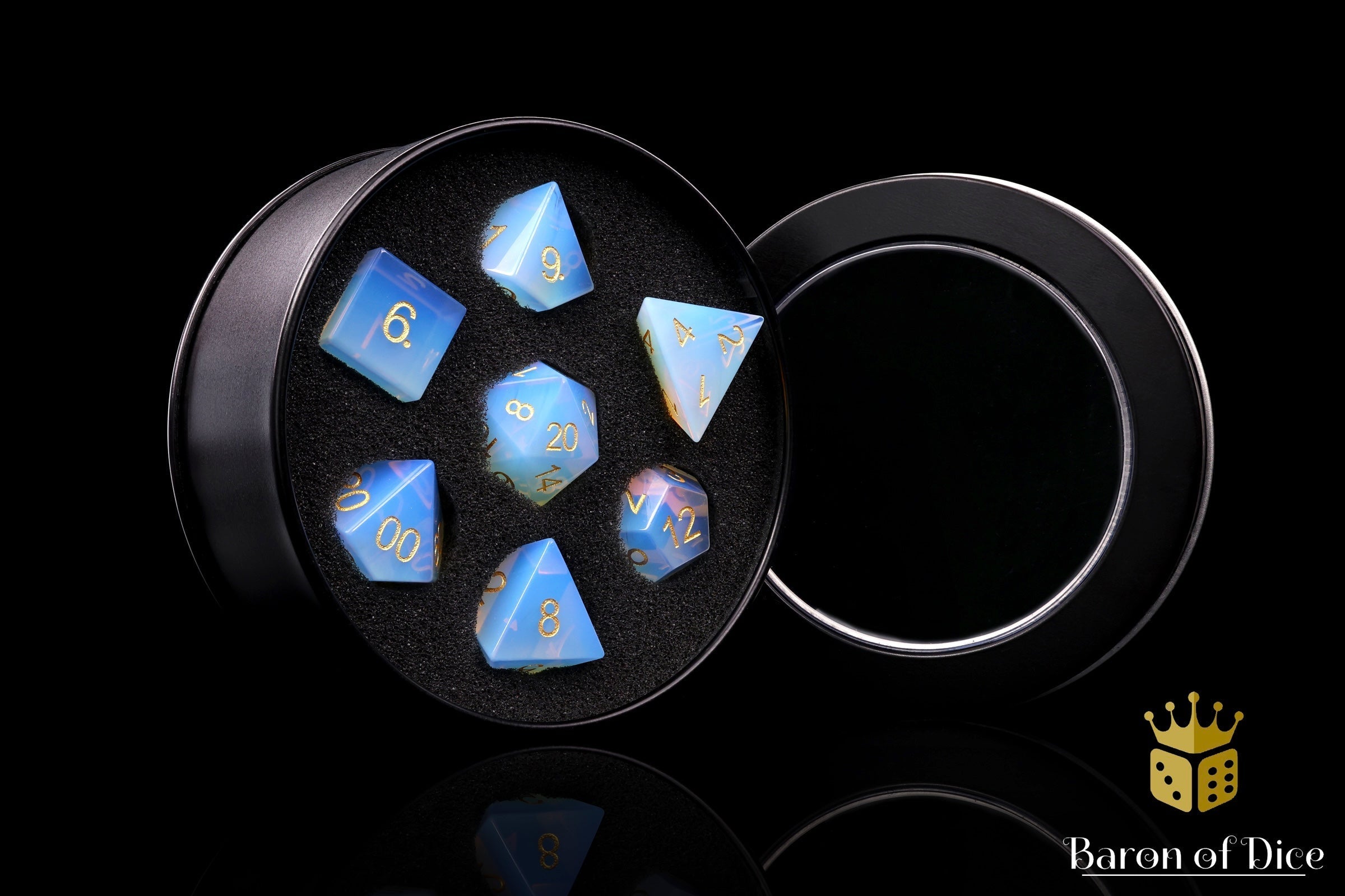 Natural Opal Gemstone RPG Dice Set - 7 Pieces - Out of Play