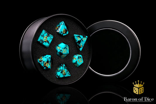 Turquoise Gemstone RPG Dice Set - 7 Pieces - Out of Play