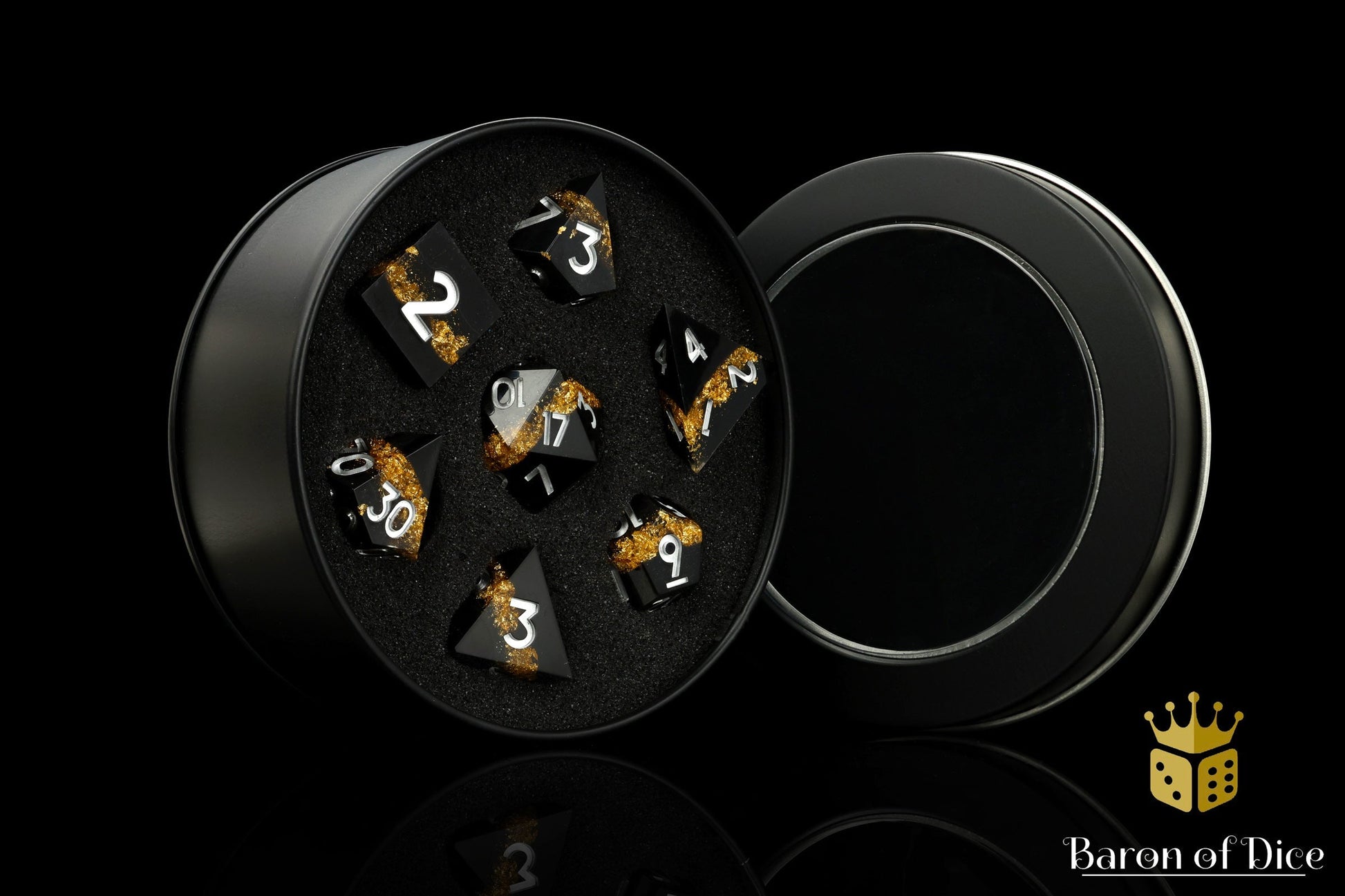 Golden Hazard Sharp Edge RPG Dice Set - 7 Pieces - Out of Play