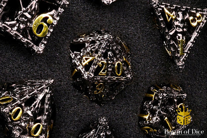 Pirate Skull Metal RPG Dice Set - 7 Pieces - Out of Play