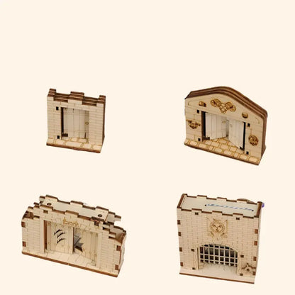 Door & Portcullis Gate Miniatures (Set of 4) Wooden Laser Cut - Out of Play