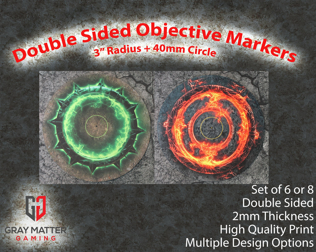 Double Sided Neoprene 7.57" Objective Markers - Green and Flaming Portal
