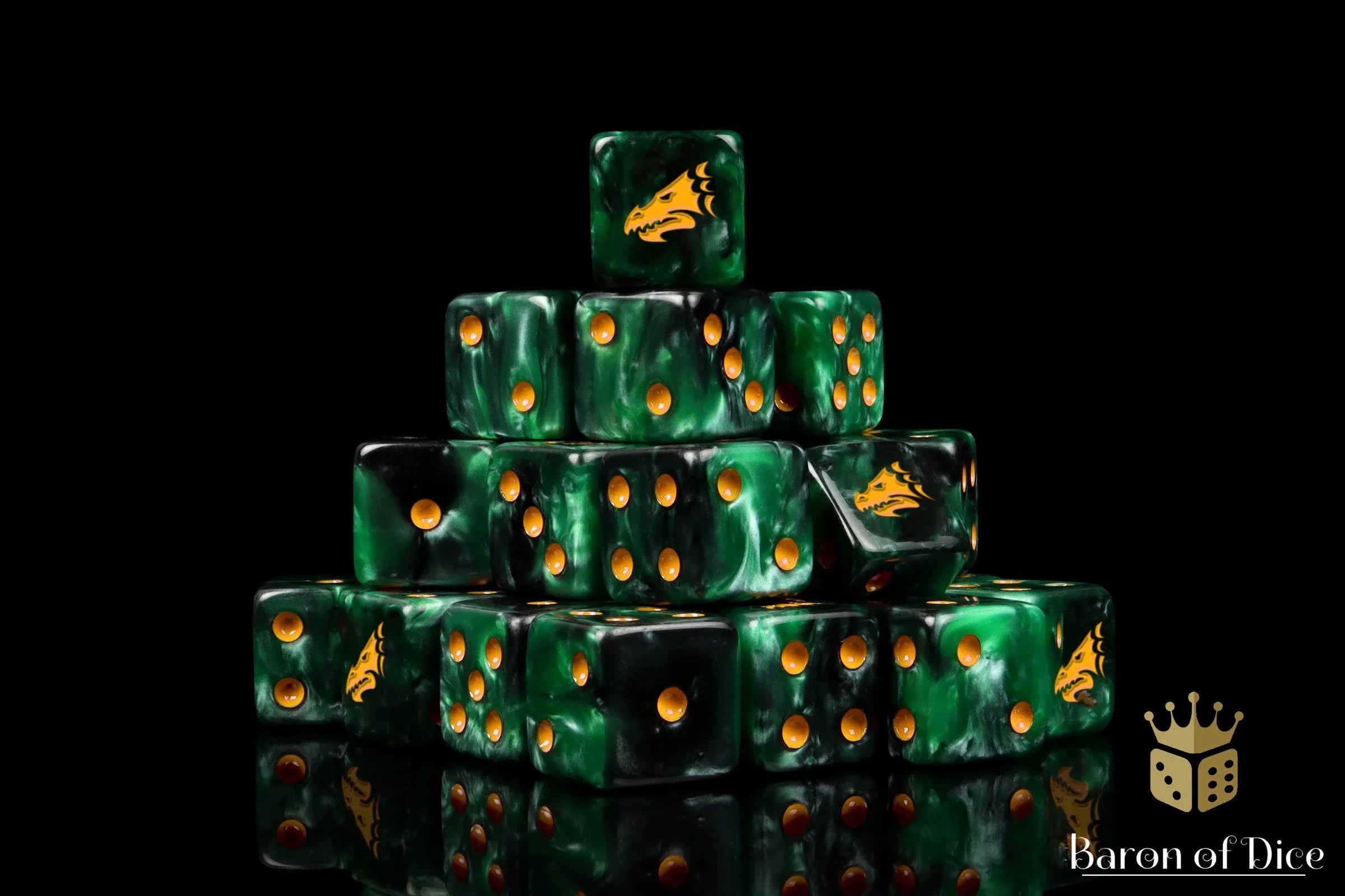Drake Dice - Green & Gold - Out of Play