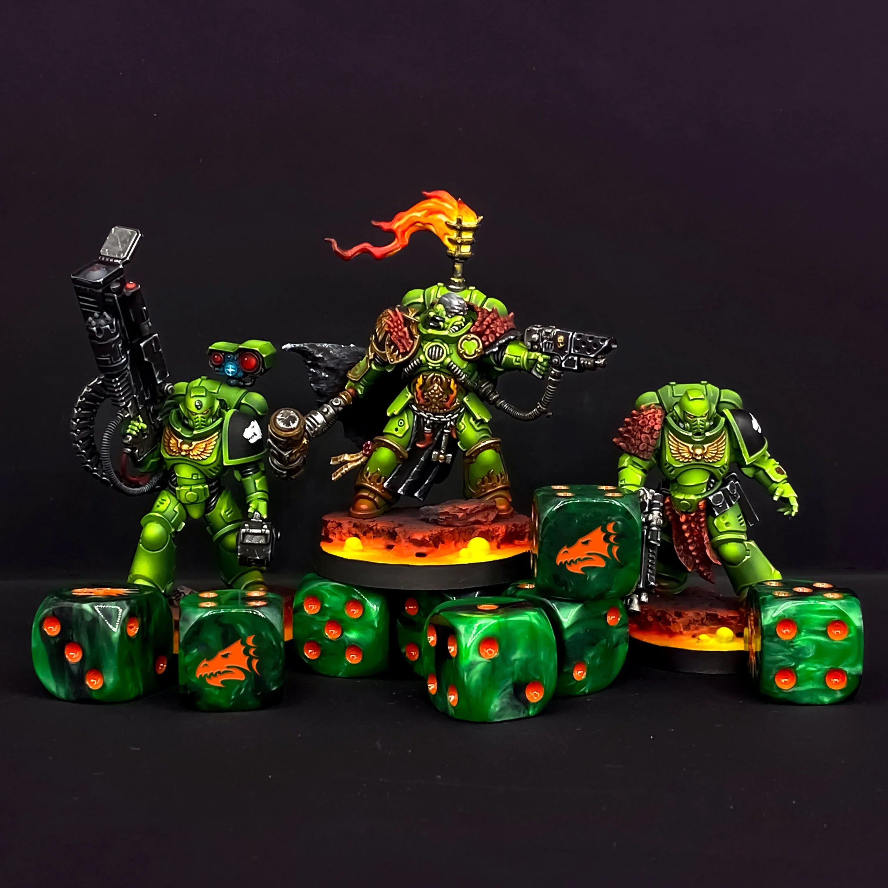 Drake Dice - Green & Orange - Out of Play