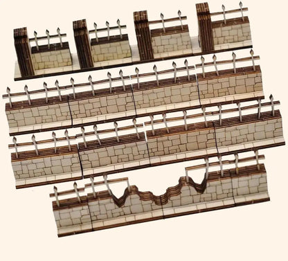 Dungeon Brick Walls and Fence Modular Terrain - Out of Play Board Game Accessories