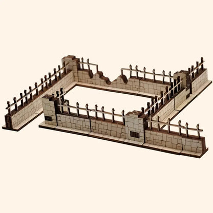 Dungeon Brick Walls and Fence Modular Terrain - Out of Play Board Game Accessories