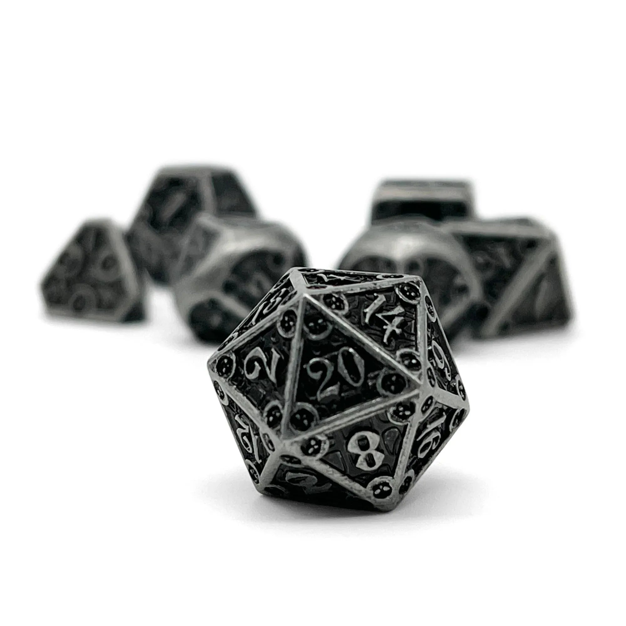 Dungeon Delve - Shadow Knight 7 Piece RPG set Alloy Metal Dice - Out of Play