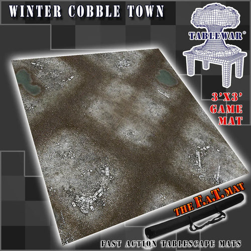 3x3 'Winter Cobble Town' F.A.T. Mat Battle Gaming Mat - Out of Play