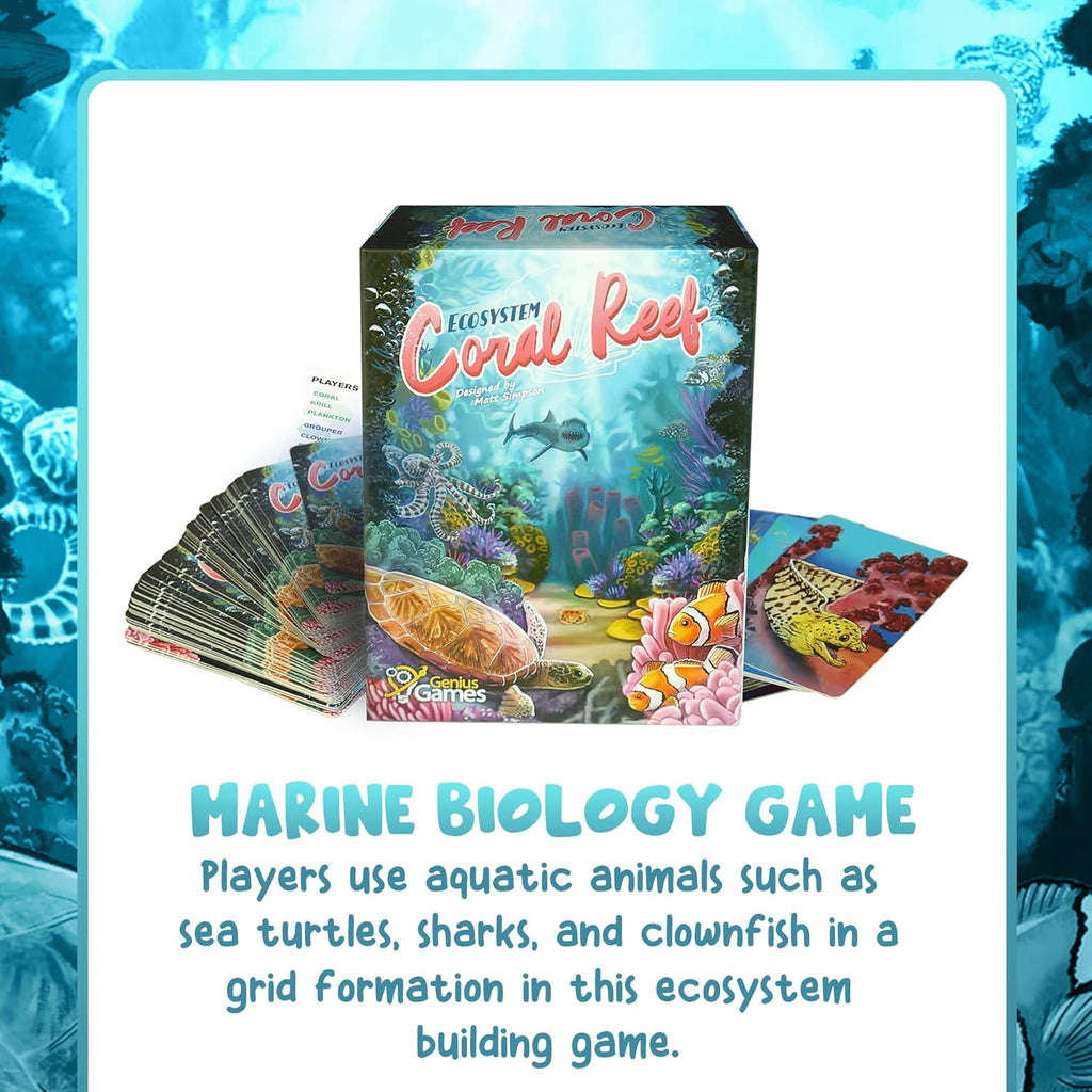 Ecosystem: Coral Reef | MENSA Recommended Family Card Game About Aquatic Animals, Their Habitats, Marine Biology & Food Chain