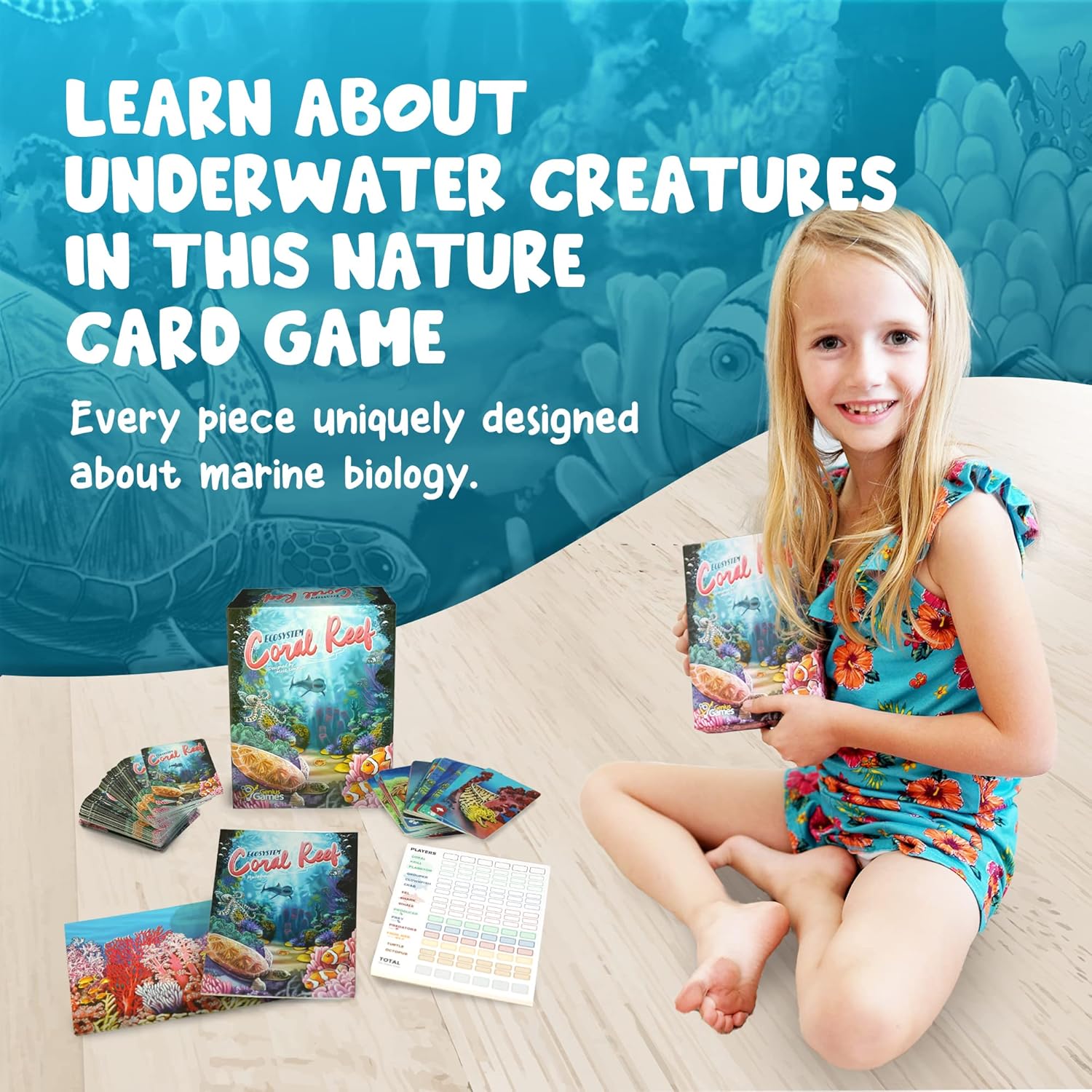 Ecosystem: Coral Reef | MENSA Recommended Family Card Game About Aquatic Animals, Their Habitats, Marine Biology & Food Chain