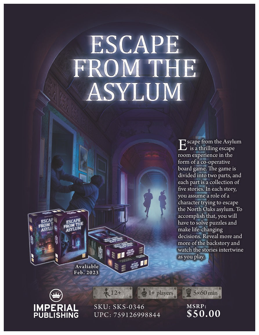 STANDARD EDITION Escape from the Asylum 1-6 Player Cooperative Game - - Out of Play