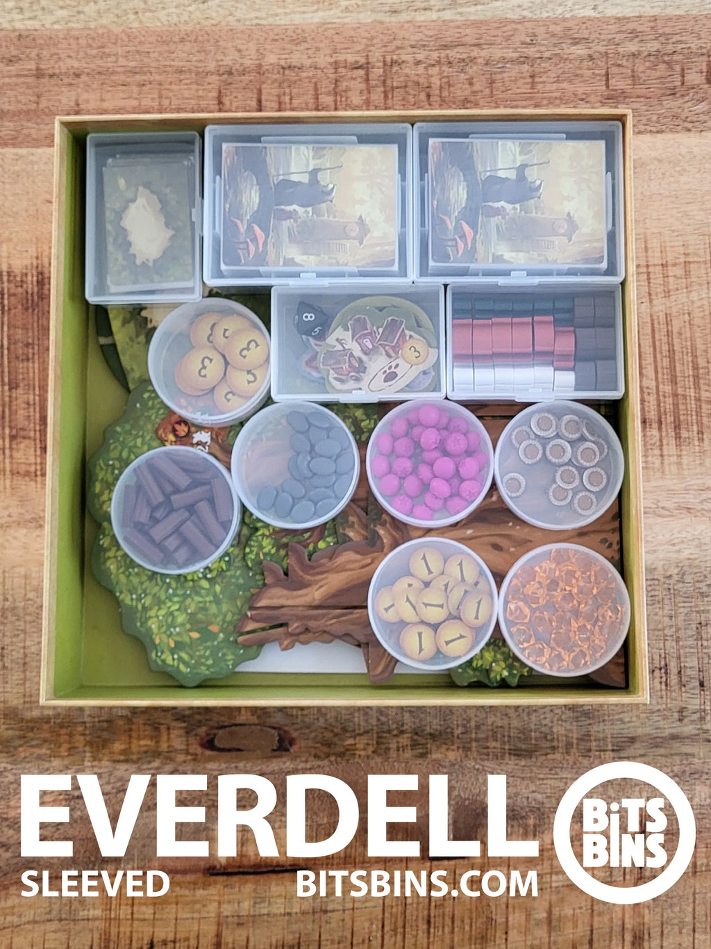 Bitsbins Everdell (sleeved) - 7 Pods, 3 XLs, 2 100+ Card Boxes - Out of Play