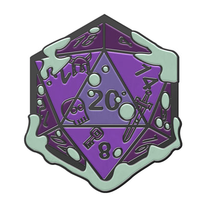 Gelatinous D20 Dice Die - Hard Enamel Adventure Dice Pin Metal by Norse Foundry