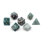 Green Striped Agate - 7 Piece RPG Set Gemstone Dice - Out of Play
