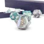 Green Striped Agate - 7 Piece RPG Set Gemstone Dice - Out of Play