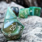 Green Striped Agate - 7 Piece RPG Set Gemstone Dice - Out of Play