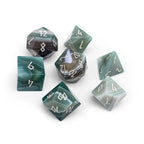 Green Striped Agate - 7 Piece RPG Set Gemstone Dice - Out of Play