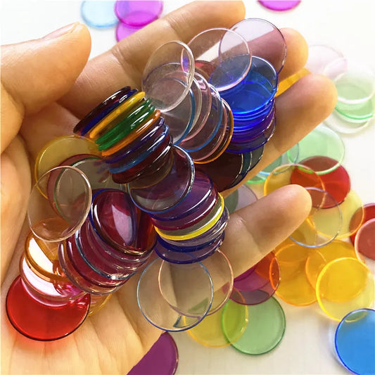 100pcs Transparent and Solid Chips For Board Game Tokens