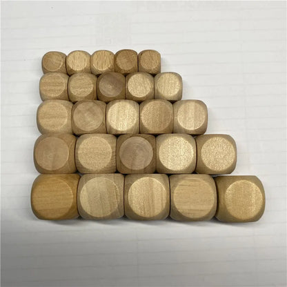 10pcs 6 Sided Blank Wood Dice For DIY Games