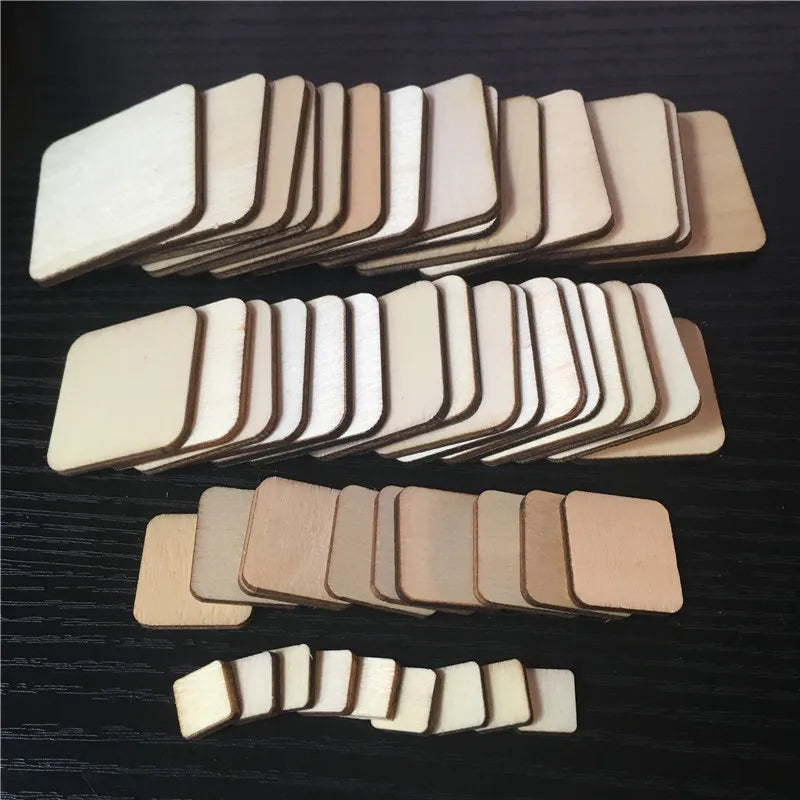 100 Pcs Rounded Square Wood Pieces For Board Games