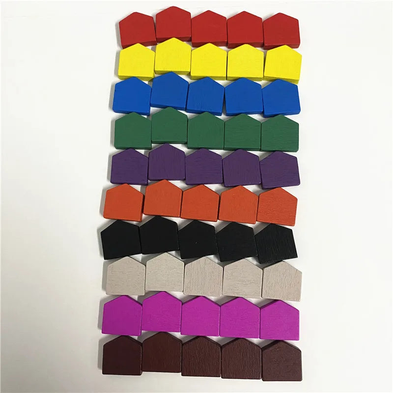 100Pcs Colorful Wooden House Pawn For Board games