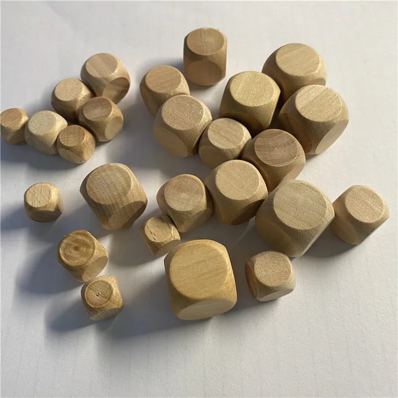 10pcs 6 Sided Blank Wood Dice For DIY Games
