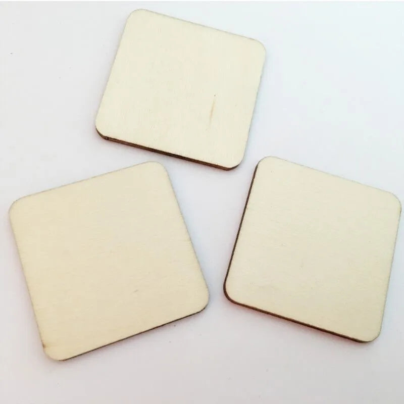 100 Pcs Rounded Square Wood Pieces For Board Games