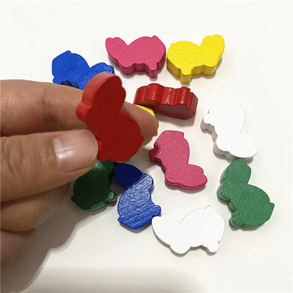 12Pcs Wood Rabbit Pieces For Board Games