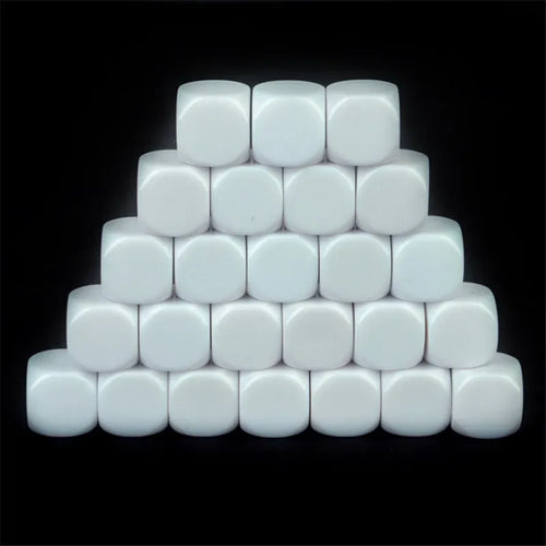 25pcs White Blank D6 Acrylic Dice With Round Corner - Out of Play