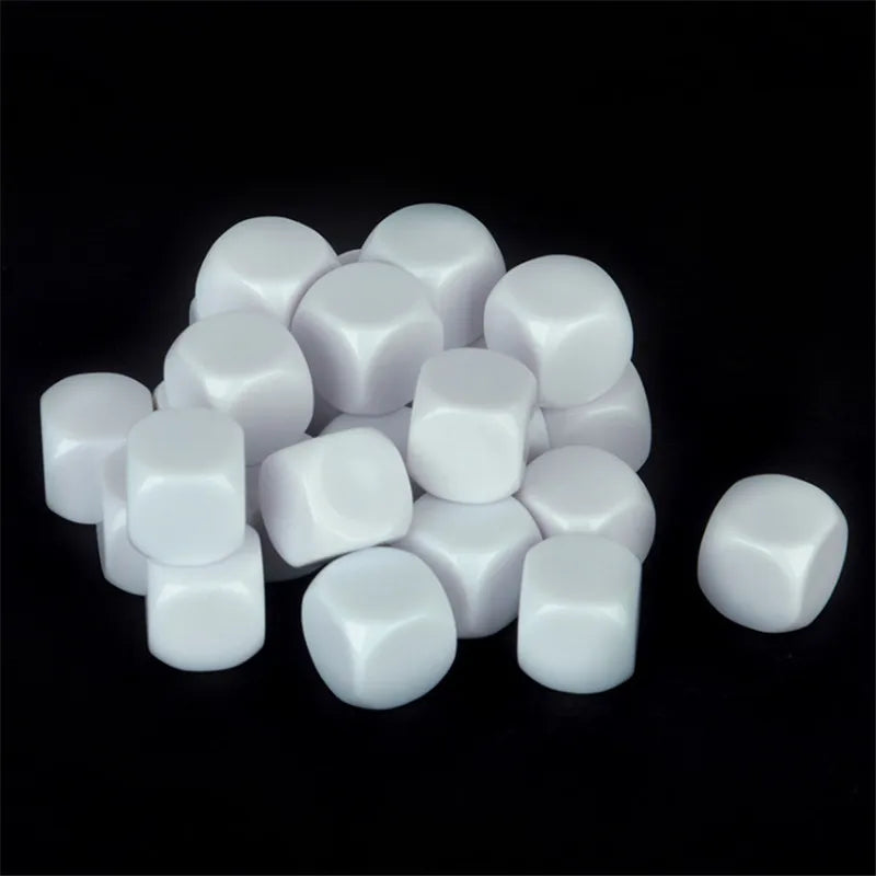 25pcs White Blank D6 Acrylic Dice With Round Corner