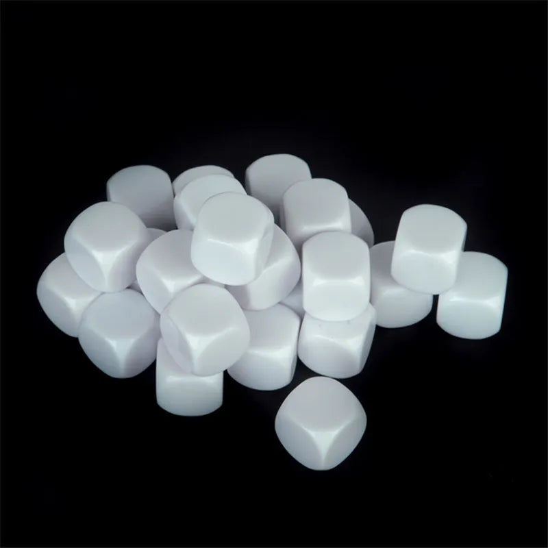 25pcs White Blank D6 Acrylic Dice With Round Corner