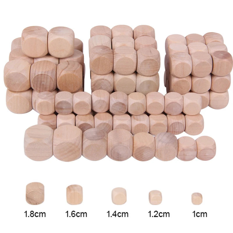 10pcs 6 Sided Blank Wood Dice For DIY Games
