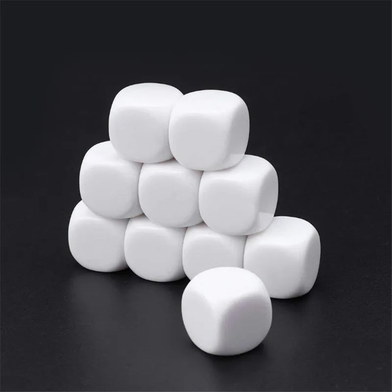 25pcs White Blank D6 Acrylic Dice With Round Corner