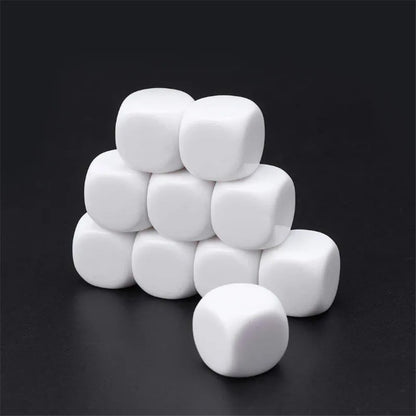 25pcs White Blank D6 Acrylic Dice With Round Corner
