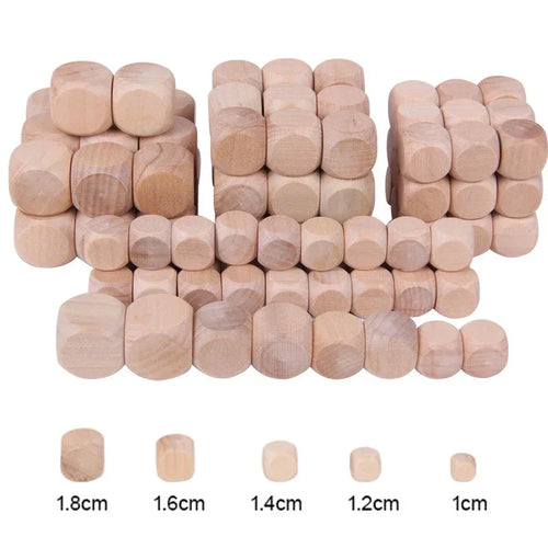 10pcs 6 Sided Blank Wood Dice For DIY Games - Out of Play