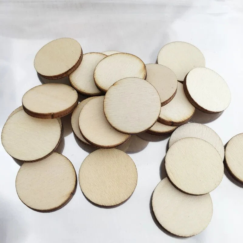 50Pc Disk Round Wood Cutout for Board Game Pieces