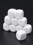 25pcs White Blank D6 Acrylic Dice With Round Corner