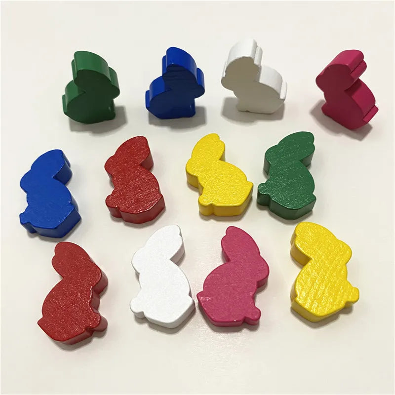 12Pcs Wood Rabbit Pieces For Board Games