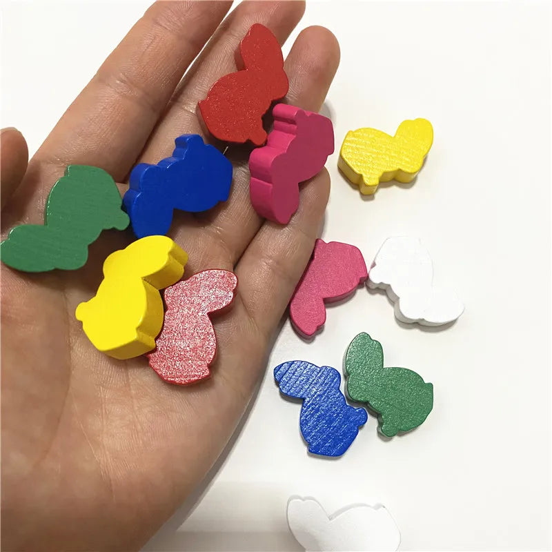 12Pcs Wood Rabbit Pieces For Board Games