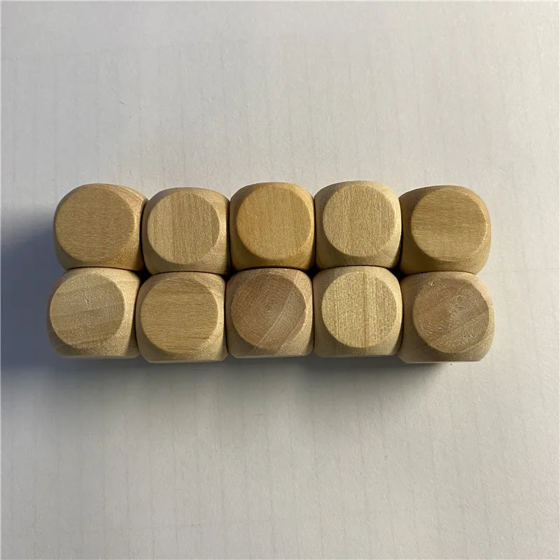 10pcs 6 Sided Blank Wood Dice For DIY Games