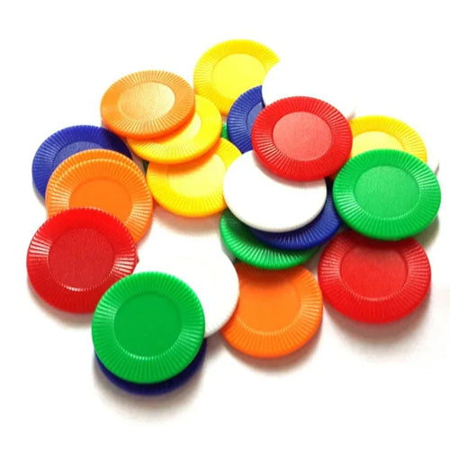 90Pcs Plastic Chips No Value Coins for Gaming - Out of Play
