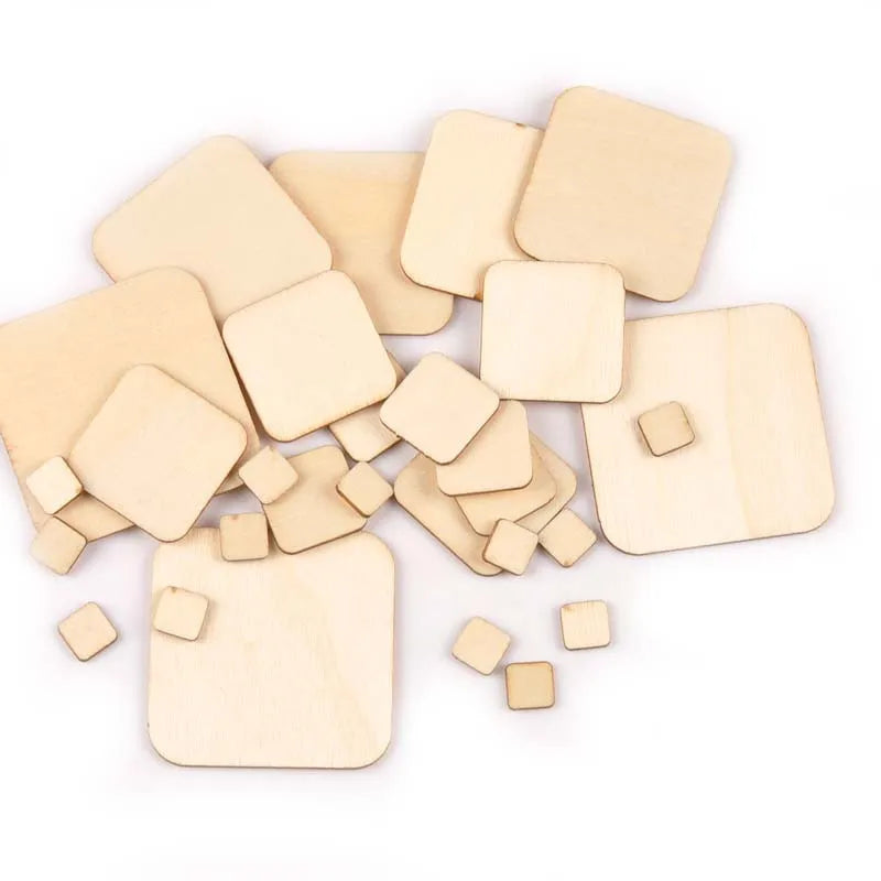 100 Pcs Rounded Square Wood Pieces For Board Games