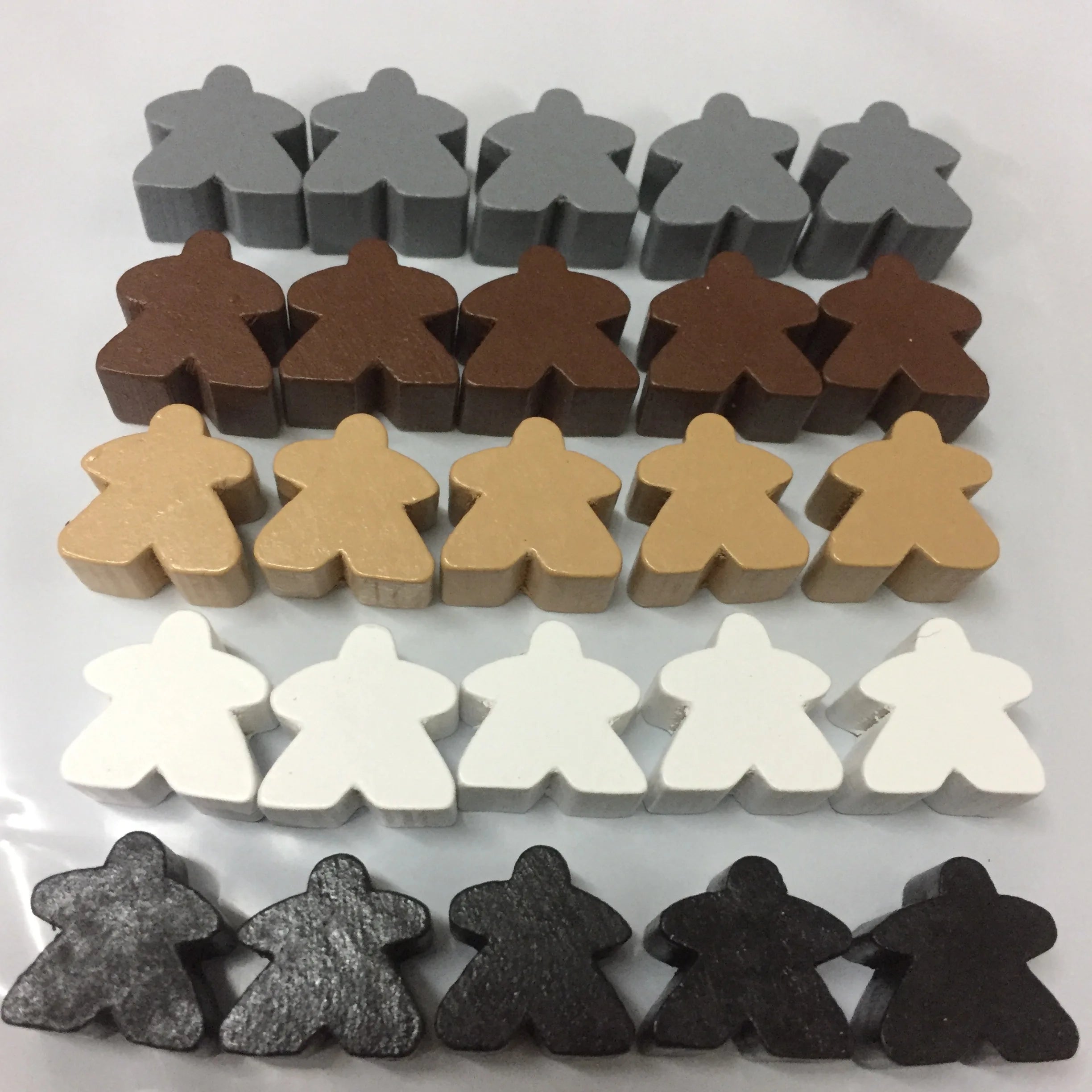 25PCS Wooden Meeples - 5 Colors Standard 16mm