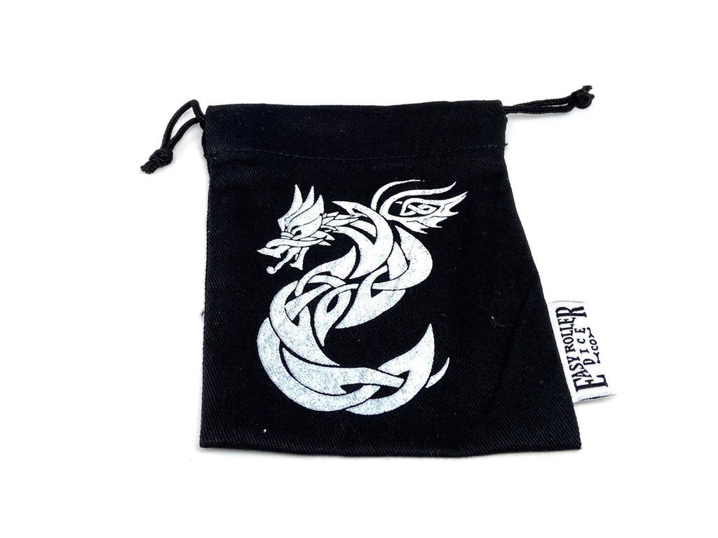 Small Cotton Twill Dice Bag - Celtic Knot Dragon Design - Out of Play