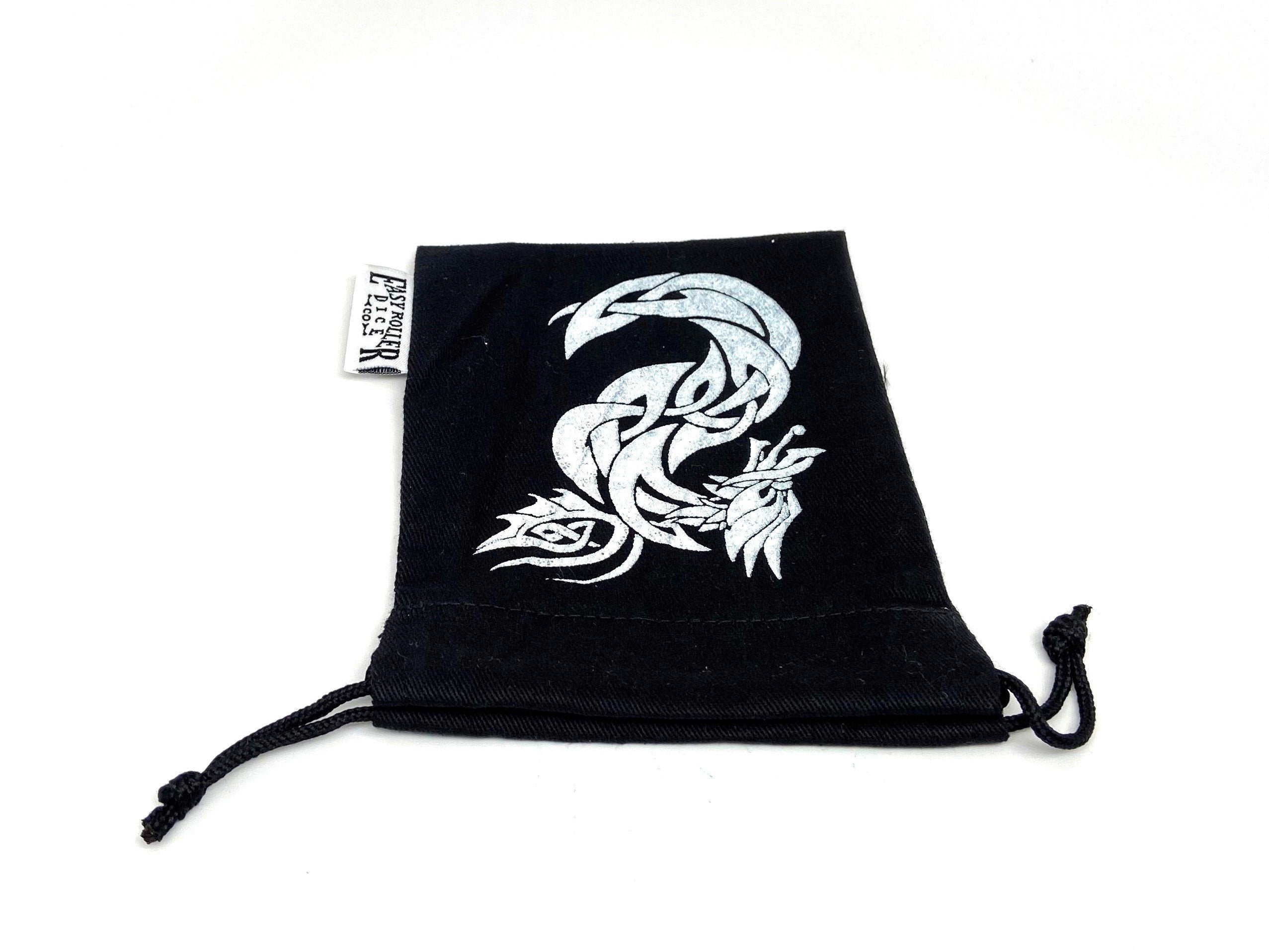 Small Cotton Twill Dice Bag - Celtic Knot Dragon Design - Out of Play