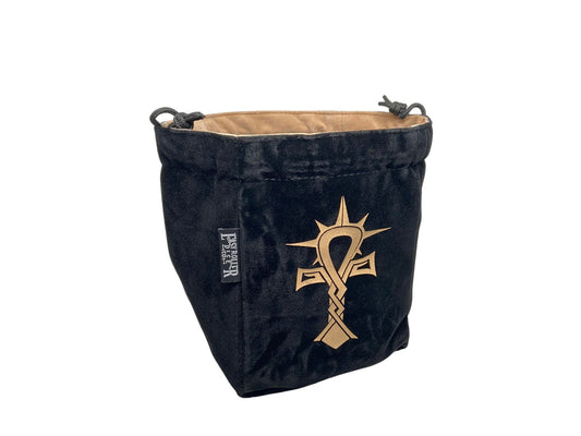 LIMITED EDITION: Black & Tan Cleric Reversible Microfiber Self-Standing Large Dice Bag Easy Roller Dice Company